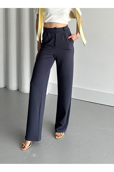 mymoda Women's Palazzo Pantalons Anti-Racite and Detailed С Loose Leg