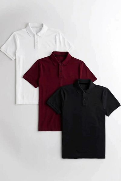 tynemode Ανδρικό T-shirt Polo Neck Summer Σετ 3 τεμ