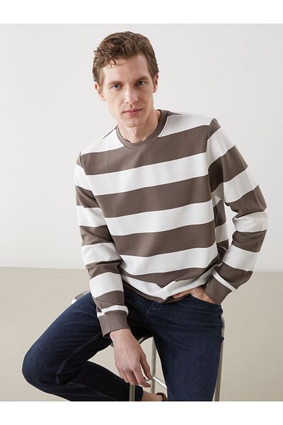 LC Waikiki Crew Neck Long Sleeve Striped Men's Sweatshirt