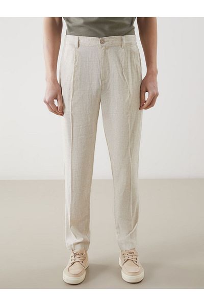 LC Waikiki Ανδρικό πλισέ παντελόνι Chino LCWAIKIKI Basic Standard Mold Linen Blend