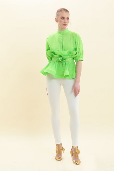 VERDA Judge Collar Pleated Blouse