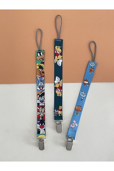 KARAMİLA Set of 3 Baby Pacifier Strap - Pacifier Chain