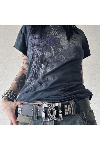 Köstebek Унисекс тениска Gothic Smoked Cyber ​​Grunge Rose