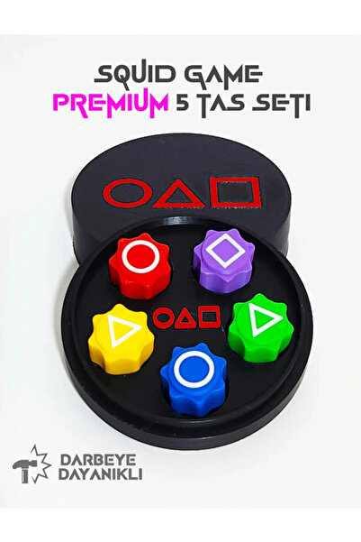 Squid Game Beş taş Gonggi Oyunu Kalamar Oyun Renkli 5 Taş  Kumlu Yuvarlak Kutuda