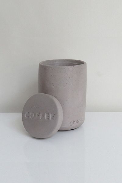 Ghogol Home Bole Counter Top Concrete Coffee Jar - Light Brown