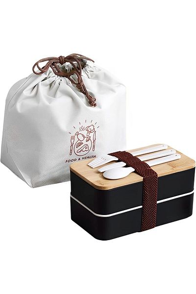 COOYA Lunch Box,2 Layer Food Containers,Divider Salad Box,Lunch Box with Utensils Spoon and Fork Bundle