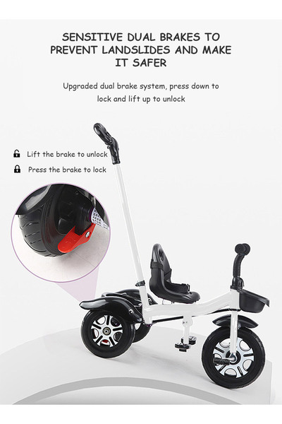 Ma Baby Tricycles for Kids, with Storage Basket and Push Handle, Trike for 1-6 Years Boys and Girls