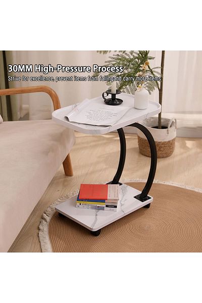 EqiEch Coffee Table,Couch Tables That Slide Under,C Shaped Side Table,Double Layer Tea Table