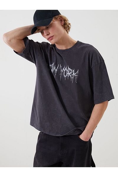 LC Waikiki New Season Crew Neck Κοντό μανίκι εμπριμέ χτενισμένο βαμβακερό ανδρικό Tisort - S55980Z8