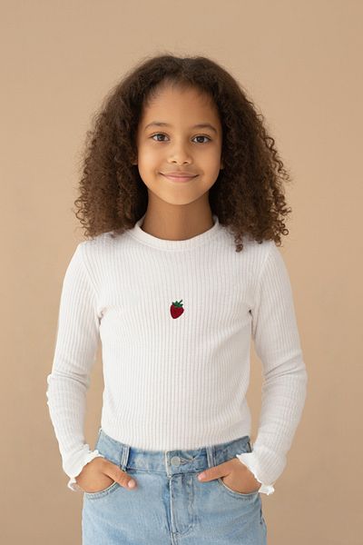 minojoy Long Sleeve Camisole Ecru Girl's Tshirt