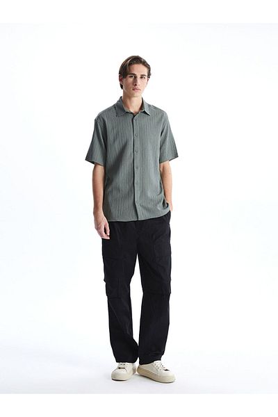 LC Waikiki Ανδρικό πουκάμισο με ριγέ με κοντό μανίκι New Season Comfortable Fit - S5JC22Z8