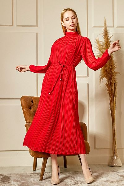 NESKA Pleated Chiffon Women's Dress