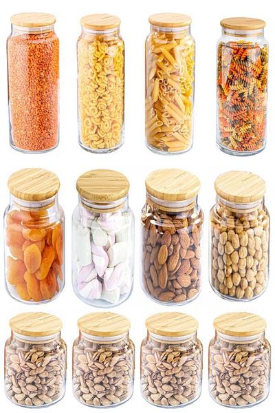 Bambum Glass Storage Container - 600Ml-800Ml-1300Ml Vacuum Bamboo Lid