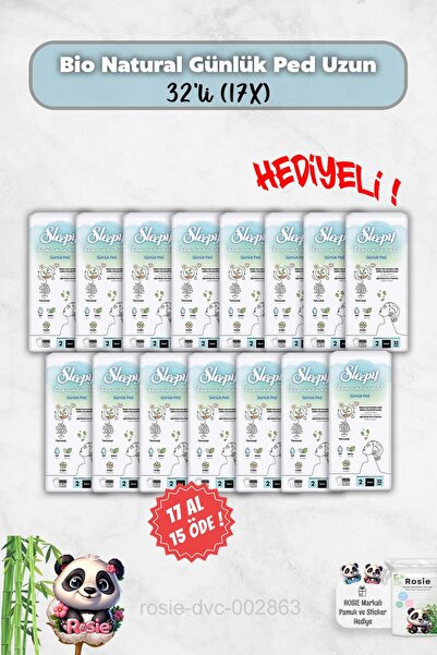Sleepy 32'li Bio Natural 17 Al 15 Öde Günlük Ped Uzun ve Rosie Hediye