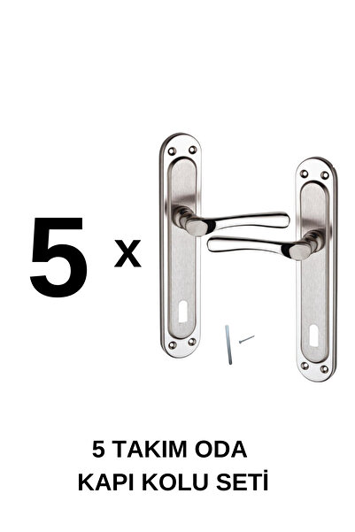 TURGUTLAR 5 Takım Kumru Kol Nikel Saten Oda Kapı Kolu Metal Kapı Kolu Ön Arka Takım 5 Çift