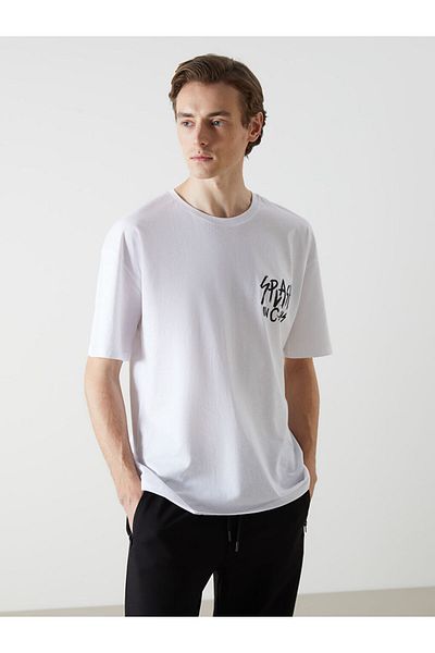 LC Waikiki Tricou pentru bărbați din bumbac pieptănat cu mânecă scurtă cu decolteu