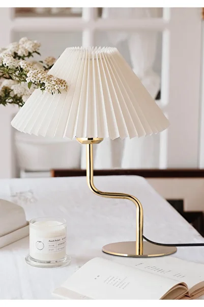 HOMİNG Homing Lille Gold Lampshade Pleated Headboard 241930