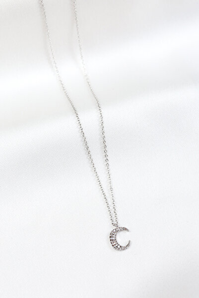 Brillo Silver Color Zircon Stone Steel Letter Necklace(51 cm)