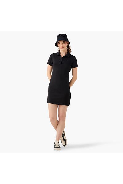 Kappa Logo Embroidered Polo Dress with Short Sleeves and Button Closure