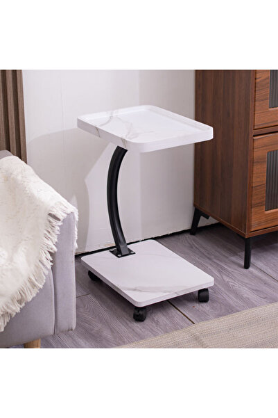 EqiEch Coffee Table,Couch Tables That Slide Under,C Shaped Side Table,Double Layer Tea Table