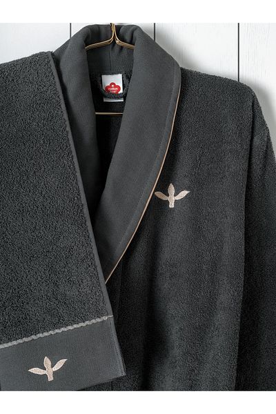 Cotton Box Οικογενειακό Σετ Μπουρνούζι - Λαϊκή Τέχνη Yamka και Μπεζ-Ανθρακί