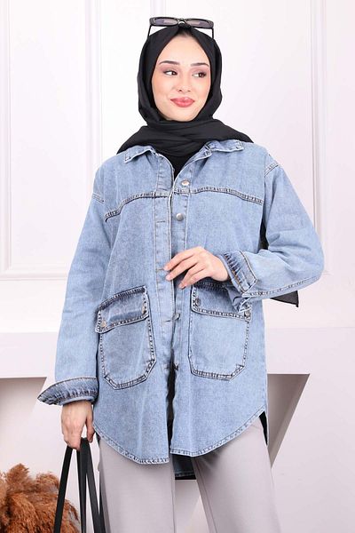 İmajButik Μπλε τζιν μπουφάν τσέπης