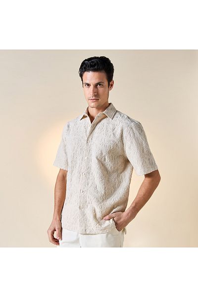 Iconic Iconic Embroidered Shirt with Short Sleeves and Button Closure