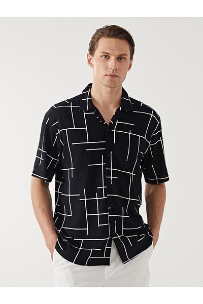 LC Waikiki Ανδρικό πουκάμισο Lcw Vision Regular Fit με κοντομάνικο σχέδιο