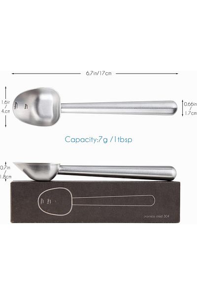 COOYA 15ml Stainless Steel Coffee Scoop, 2 Marks Measuring Spoon with Long Hollow Handle,  for Coffee Tea