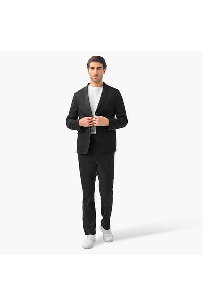 Iconic Textured Linen Blend Blazer With Button Closure And Pockets