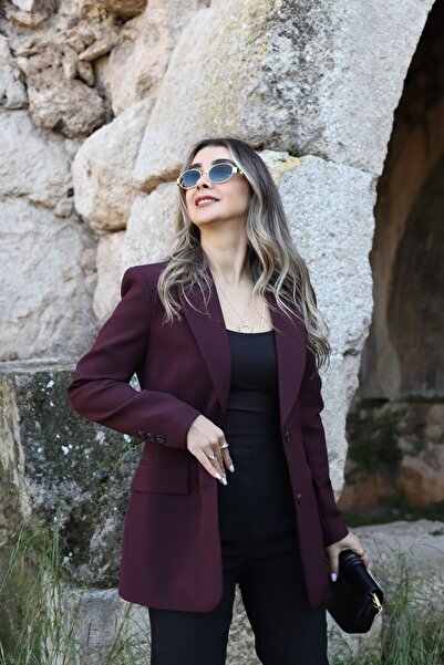 bytugcekaya Mürdüm Premium Nervür Detay Blazer