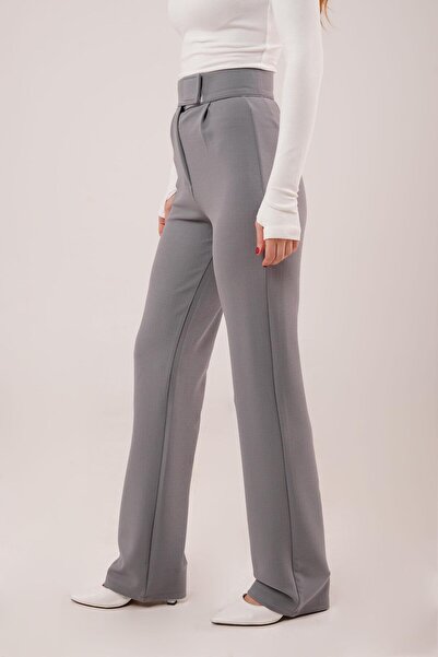 TUA MODA Tua Moda Gray Trousers with Velcro Closure Detail