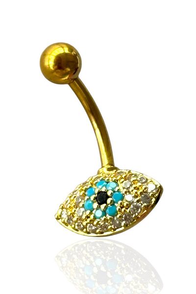 TAKIŞTIR Surgical Steel Belly Piercing with Gold Color Eye Figure
