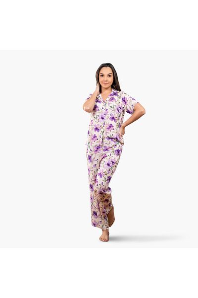 Aadaraya Aadaraya Floral Print Shirt and Pyjama Set