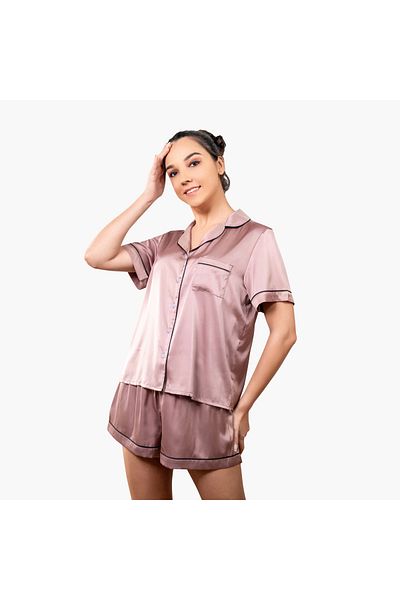 Aadaraya Aadaraya Collared Shirt and Shorts Set