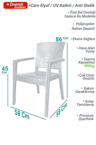 nar sokağı Zeugma Kapiçino 90x150 Cm Camsız Rattan Bahçe Balkon Masa Takımı