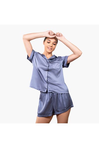 Aadaraya Aadaraya Collared Shirt and Shorts Set