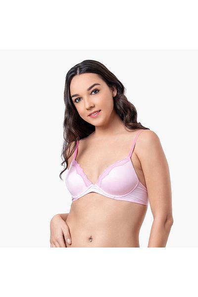 Aadaraya Aadaraya Lace Detail Demi Bra with Hook and Eye Closure