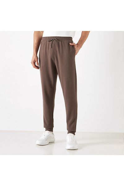Adot Textured Joggers with Drawstring Closure and Pockets