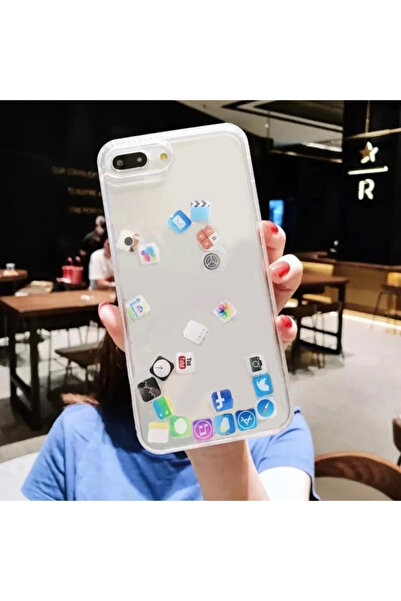 Merwish Apple iPhone 7 Plus ve 8 Plus Uyumlu Sosyal Medya ikonlu Sulu Hareket...