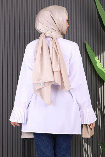 İmajButik Ecru Sleeve Pleated Terycoton Tunic