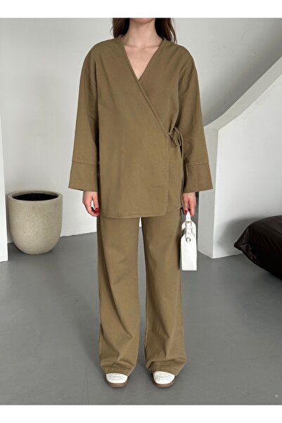 Laluvia Olíva Gabardine kimonó készlet - 8629