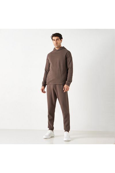 Adot Textured Joggers with Drawstring Closure and Pockets