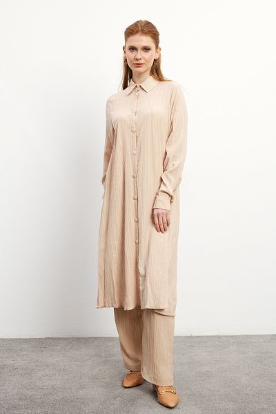 VAVİNOR Beige Elina Tunic and Pants Set