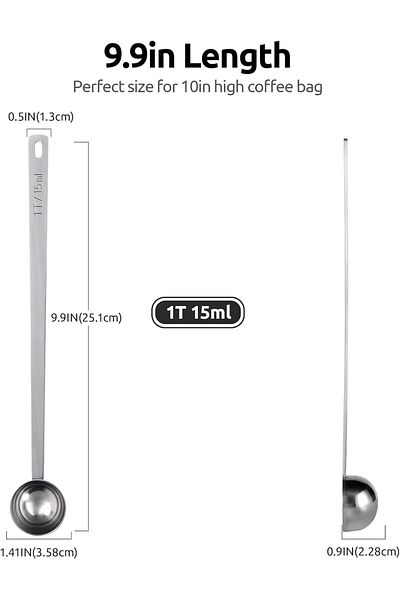 COOYA Coffee Scoop, 18/8 Stainless Steel 25.1cm Long Handle Measuring Scooper (1Tbsp/15ml, Silver)