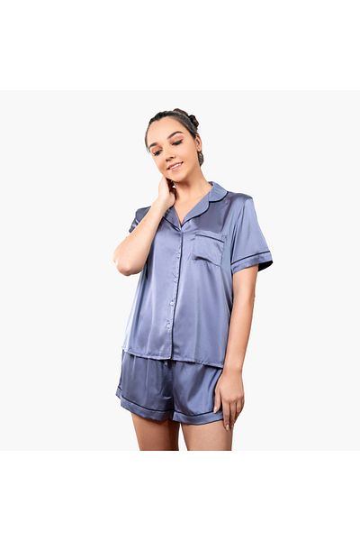 Aadaraya Aadaraya Collared Shirt and Shorts Set
