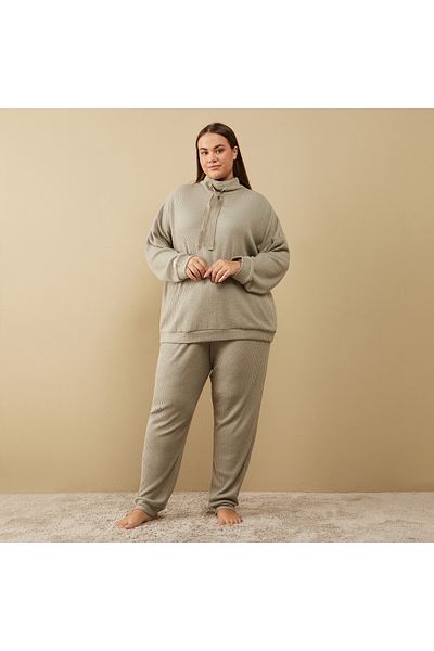 FAV Waffle Textured Cowl Neck T-shirt and Pyjama Set