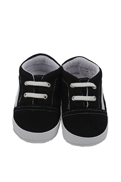 bebegen Baby Boy Black White Leather Line Linen Shoes