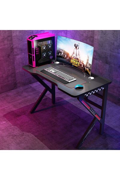 1st K-Shaped Gaming Table and Computer Desk 140cm - Black