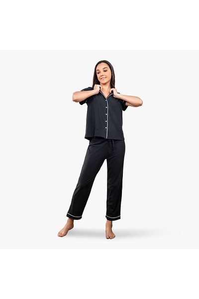 Aadaraya Aadaraya Collared Shirt with Pyjama and Eyemask Set